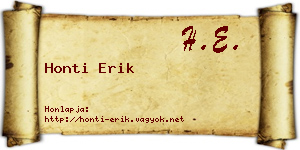 Honti Erik névjegykártya